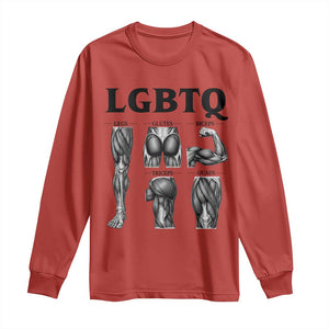 LGBTQ Acronym Funny Fitness Gym Muscle Graphic Long Sleeve Shirt Legs Glutes Biceps Triceps Quads TS02 Red Print Your Wear