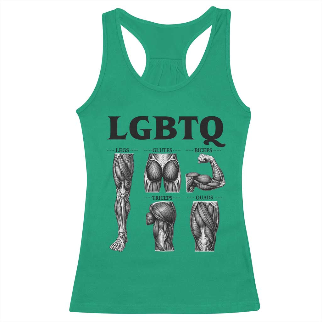 LGBTQ Acronym Funny Fitness Gym Muscle Graphic Racerback Tank Top Legs Glutes Biceps Triceps Quads TS02 Irish Green Print Your Wear