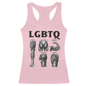 LGBTQ Acronym Funny Fitness Gym Muscle Graphic Racerback Tank Top Legs Glutes Biceps Triceps Quads TS02 Light Pink Print Your Wear