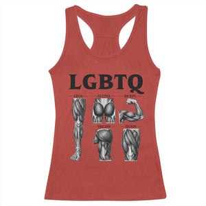 LGBTQ Acronym Funny Fitness Gym Muscle Graphic Racerback Tank Top Legs Glutes Biceps Triceps Quads TS02 Red Print Your Wear