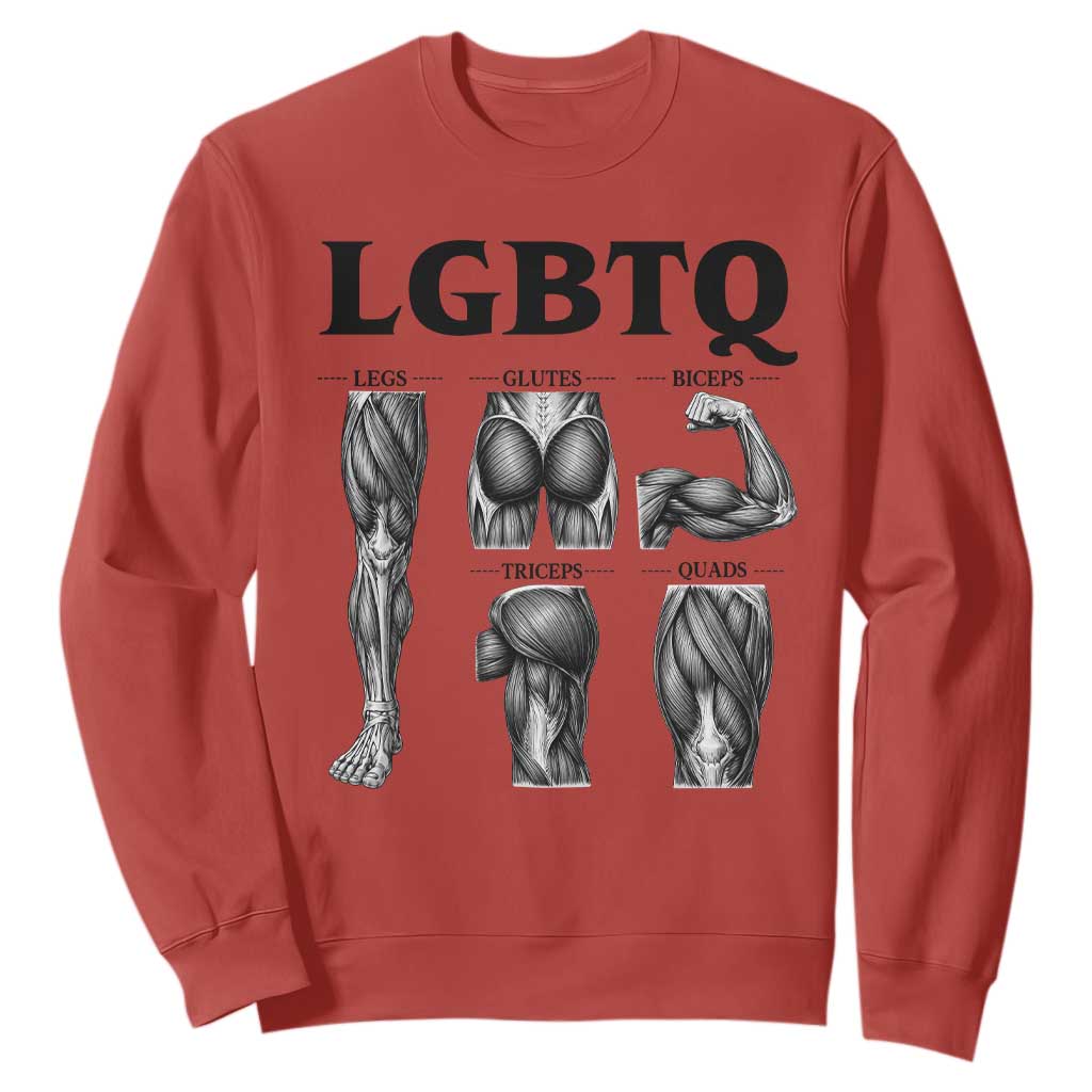 LGBTQ Acronym Funny Fitness Gym Muscle Graphic Sweatshirt Legs Glutes Biceps Triceps Quads TS02 Red Print Your Wear