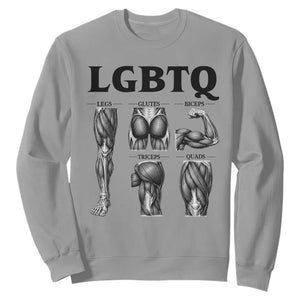LGBTQ Acronym Funny Fitness Gym Muscle Graphic Sweatshirt Legs Glutes Biceps Triceps Quads TS02 Sport Gray Print Your Wear