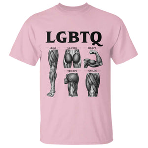 LGBTQ Acronym Funny Fitness Gym Muscle Graphic T Shirt Legs Glutes Biceps Triceps Quads TS02 Light Pink Print Your Wear