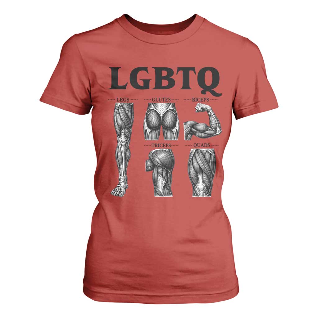 LGBTQ Acronym Funny Fitness Gym Muscle Graphic T Shirt For Women Legs Glutes Biceps Triceps Quads TS02 Red Print Your Wear