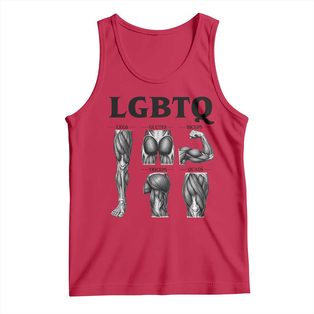 LGBTQ Acronym Funny Fitness Gym Muscle Graphic Tank Top Legs Glutes Biceps Triceps Quads TS02 Red Print Your Wear