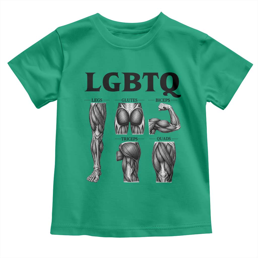 LGBTQ Acronym Funny Fitness Gym Muscle Graphic Toddler T Shirt Legs Glutes Biceps Triceps Quads TS02 Irish Green Print Your Wear