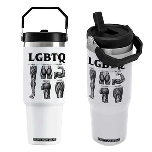 LGBTQ Acronym Funny Fitness Gym Muscle Graphic Flip Straw Tumbler Legs Glutes Biceps Triceps Quads TS02 One Size: 30 oz White Print Your Wear