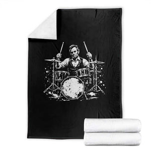 Vintage Abraham Lincoln Playing Drums Graphic Throw Blanket Abe Musician Patriotic Rockstar Drummer President TS02 Black Print Your Wear