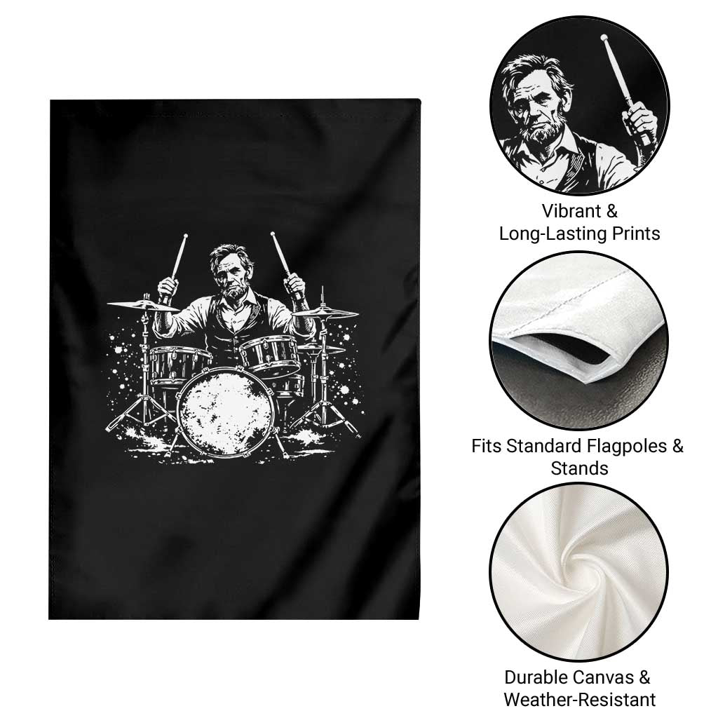 Vintage Abraham Lincoln Playing Drums Graphic Garden Flag Abe Musician Patriotic Rockstar Drummer President TS02 Print Your Wear