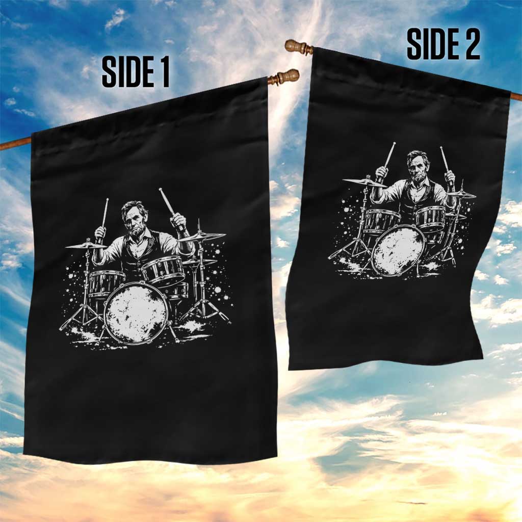 Vintage Abraham Lincoln Playing Drums Graphic Garden Flag Abe Musician Patriotic Rockstar Drummer President TS02 Print Your Wear