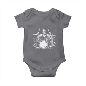 Vintage Abraham Lincoln Playing Drums Graphic Baby Onesie Abe Musician Patriotic Rockstar Drummer President TS02 Charcoal Print Your Wear