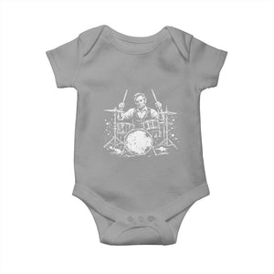 Vintage Abraham Lincoln Playing Drums Graphic Baby Onesie Abe Musician Patriotic Rockstar Drummer President TS02 Sport Gray Print Your Wear