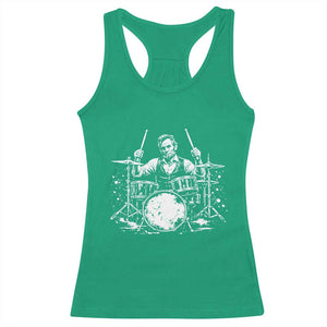 Vintage Abraham Lincoln Playing Drums Graphic Racerback Tank Top Abe Musician Patriotic Rockstar Drummer President TS02 Irish Green Print Your Wear
