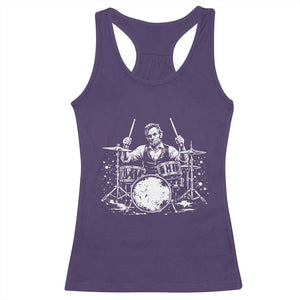 Vintage Abraham Lincoln Playing Drums Graphic Racerback Tank Top Abe Musician Patriotic Rockstar Drummer President TS02 Purple Print Your Wear
