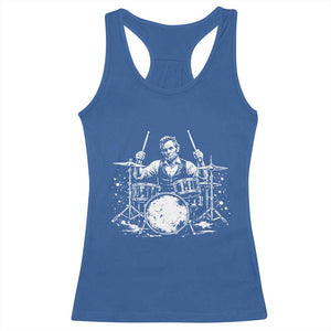 Vintage Abraham Lincoln Playing Drums Graphic Racerback Tank Top Abe Musician Patriotic Rockstar Drummer President TS02 Royal Blue Print Your Wear