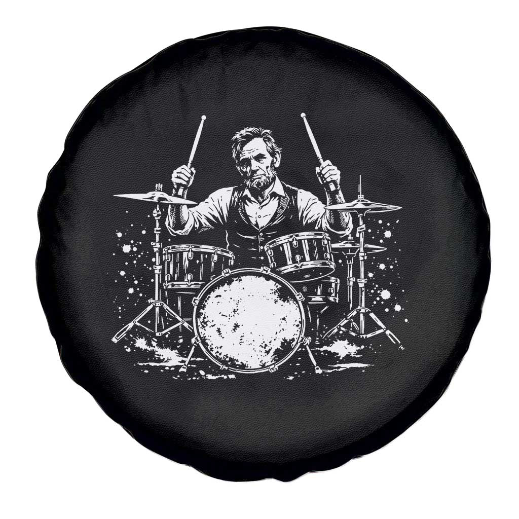 Vintage Abraham Lincoln Playing Drums Graphic Spare Tire Cover Abe Musician Patriotic Rockstar Drummer President TS02 Print Your Wear