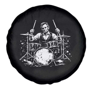 Vintage Abraham Lincoln Playing Drums Graphic Spare Tire Cover Abe Musician Patriotic Rockstar Drummer President TS02 Print Your Wear