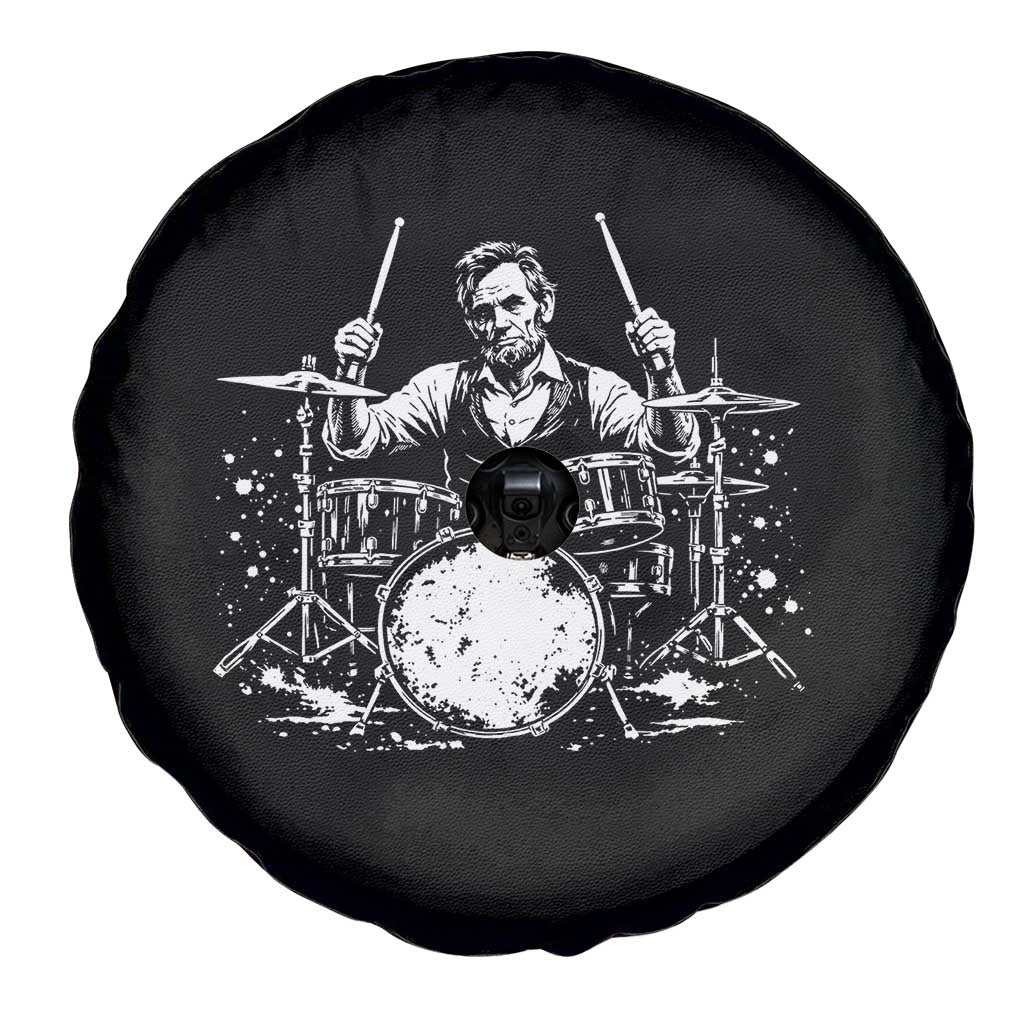 Vintage Abraham Lincoln Playing Drums Graphic Spare Tire Cover Abe Musician Patriotic Rockstar Drummer President TS02 Print Your Wear