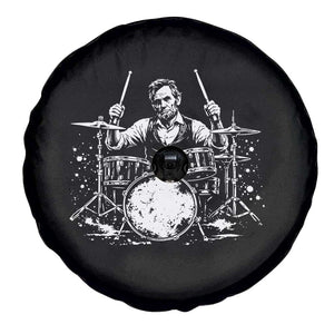 Vintage Abraham Lincoln Playing Drums Graphic Spare Tire Cover Abe Musician Patriotic Rockstar Drummer President TS02 Print Your Wear