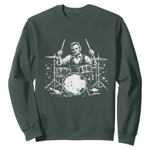 Vintage Abraham Lincoln Playing Drums Graphic Sweatshirt Abe Musician Patriotic Rockstar Drummer President TS02 Dark Forest Green Print Your Wear