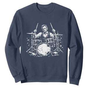 Vintage Abraham Lincoln Playing Drums Graphic Sweatshirt Abe Musician Patriotic Rockstar Drummer President TS02 Navy Print Your Wear