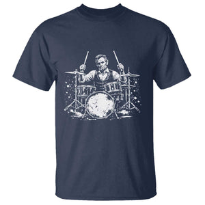Vintage Abraham Lincoln Playing Drums Graphic T Shirt Abe Musician Patriotic Rockstar Drummer President TS02 Navy Print Your Wear