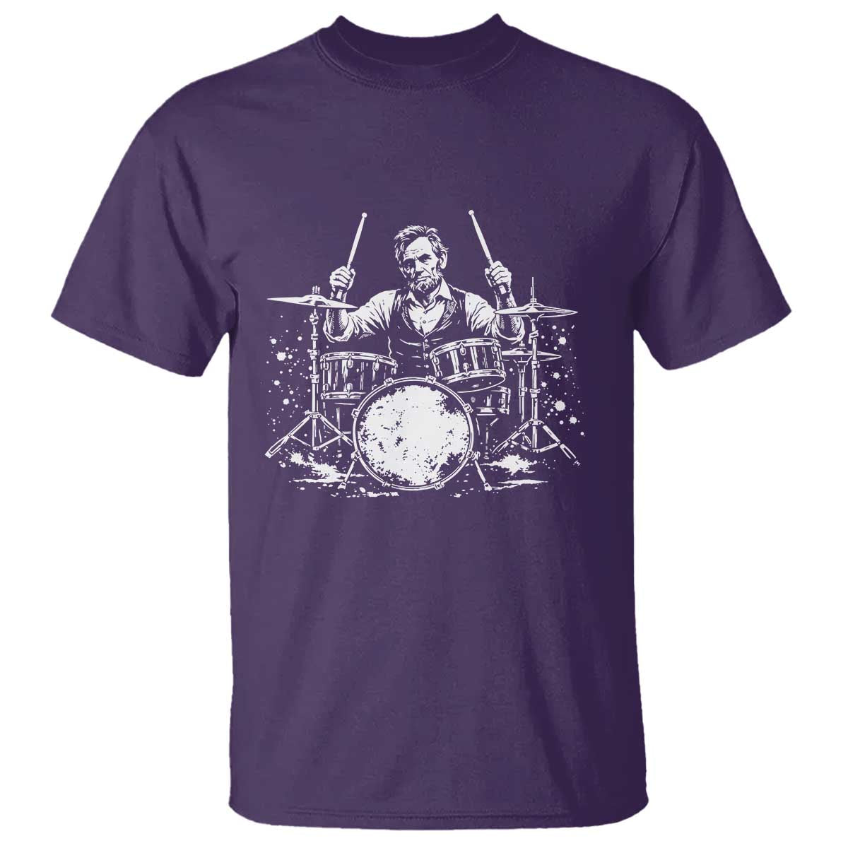 Vintage Abraham Lincoln Playing Drums Graphic T Shirt Abe Musician Patriotic Rockstar Drummer President TS02 Purple Print Your Wear