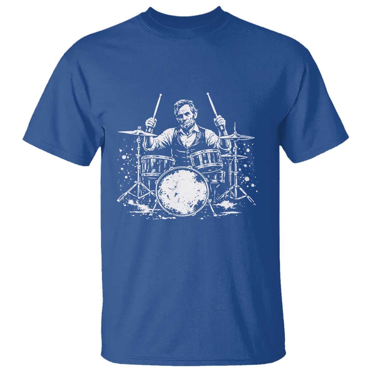 Vintage Abraham Lincoln Playing Drums Graphic T Shirt Abe Musician Patriotic Rockstar Drummer President TS02 Royal Blue Print Your Wear