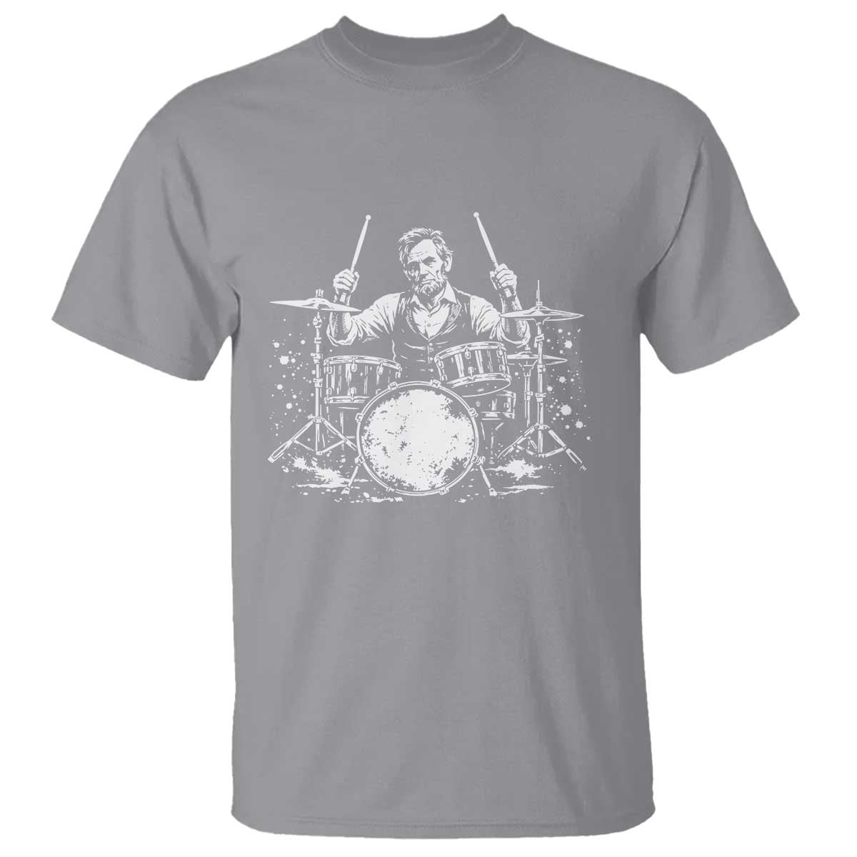Vintage Abraham Lincoln Playing Drums Graphic T Shirt Abe Musician Patriotic Rockstar Drummer President TS02 Sport Gray Print Your Wear