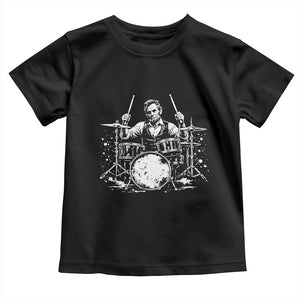 Vintage Abraham Lincoln Playing Drums Graphic Toddler T Shirt Abe Musician Patriotic Rockstar Drummer President TS02 Black Print Your Wear
