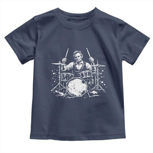 Vintage Abraham Lincoln Playing Drums Graphic Toddler T Shirt Abe Musician Patriotic Rockstar Drummer President TS02 Navy Print Your Wear