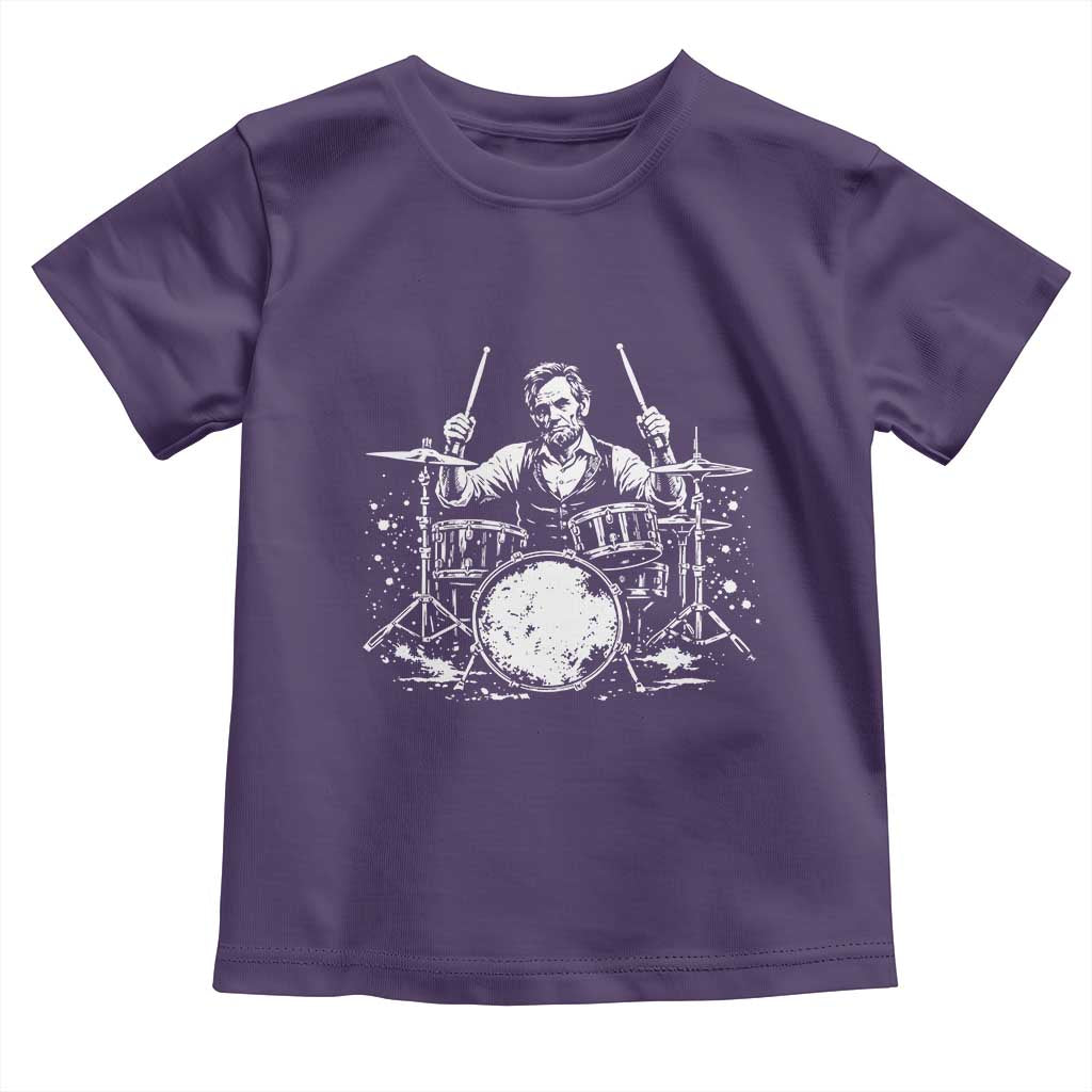 Vintage Abraham Lincoln Playing Drums Graphic Toddler T Shirt Abe Musician Patriotic Rockstar Drummer President TS02 Purple Print Your Wear