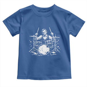 Vintage Abraham Lincoln Playing Drums Graphic Toddler T Shirt Abe Musician Patriotic Rockstar Drummer President TS02 Royal Blue Print Your Wear