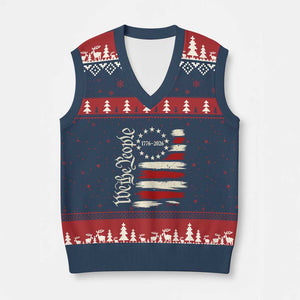 250 Years of Liberty 1776-2026 We The People V-Neck Knit Sweater Vest Distressed American Flag Patriotic Semiquincentennial 250th Anniversary TS02 Navy Red Print Your Wear