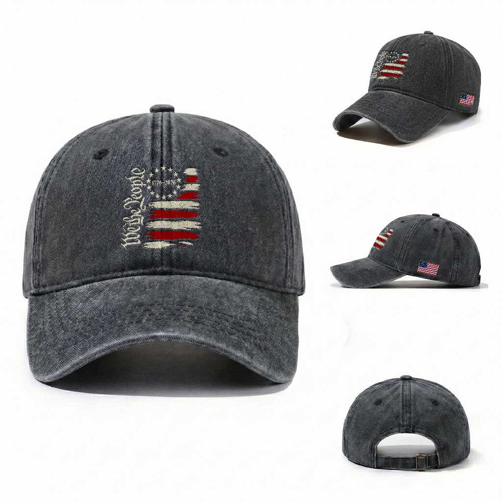 250 Years of Liberty 1776-2026 We The People Washed Cotton Baseball Cap Distressed American Flag Patriotic Semiquincentennial 250th Anniversary TS02 Washed Cap Universal Fit Dark Gray Print Your Wear