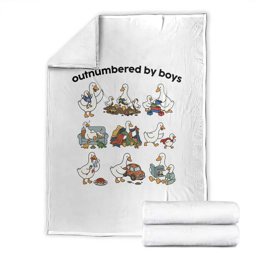 Outnumbered By Boys Funny Goose Mom Life Throw Blanket Chaos Coordinator Motherhood Mothers Day Gag Gift TS02 White Print Your Wear