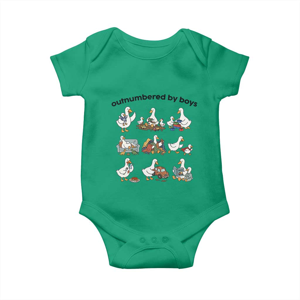 Outnumbered By Boys Funny Goose Mom Life Baby Onesie Chaos Coordinator Motherhood Mothers Day Gag Gift TS02 Irish Green Print Your Wear