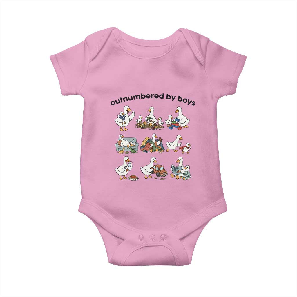 Outnumbered By Boys Funny Goose Mom Life Baby Onesie Chaos Coordinator Motherhood Mothers Day Gag Gift TS02 Light Pink Print Your Wear