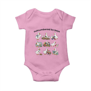 Outnumbered By Boys Funny Goose Mom Life Baby Onesie Chaos Coordinator Motherhood Mothers Day Gag Gift TS02 Light Pink Print Your Wear