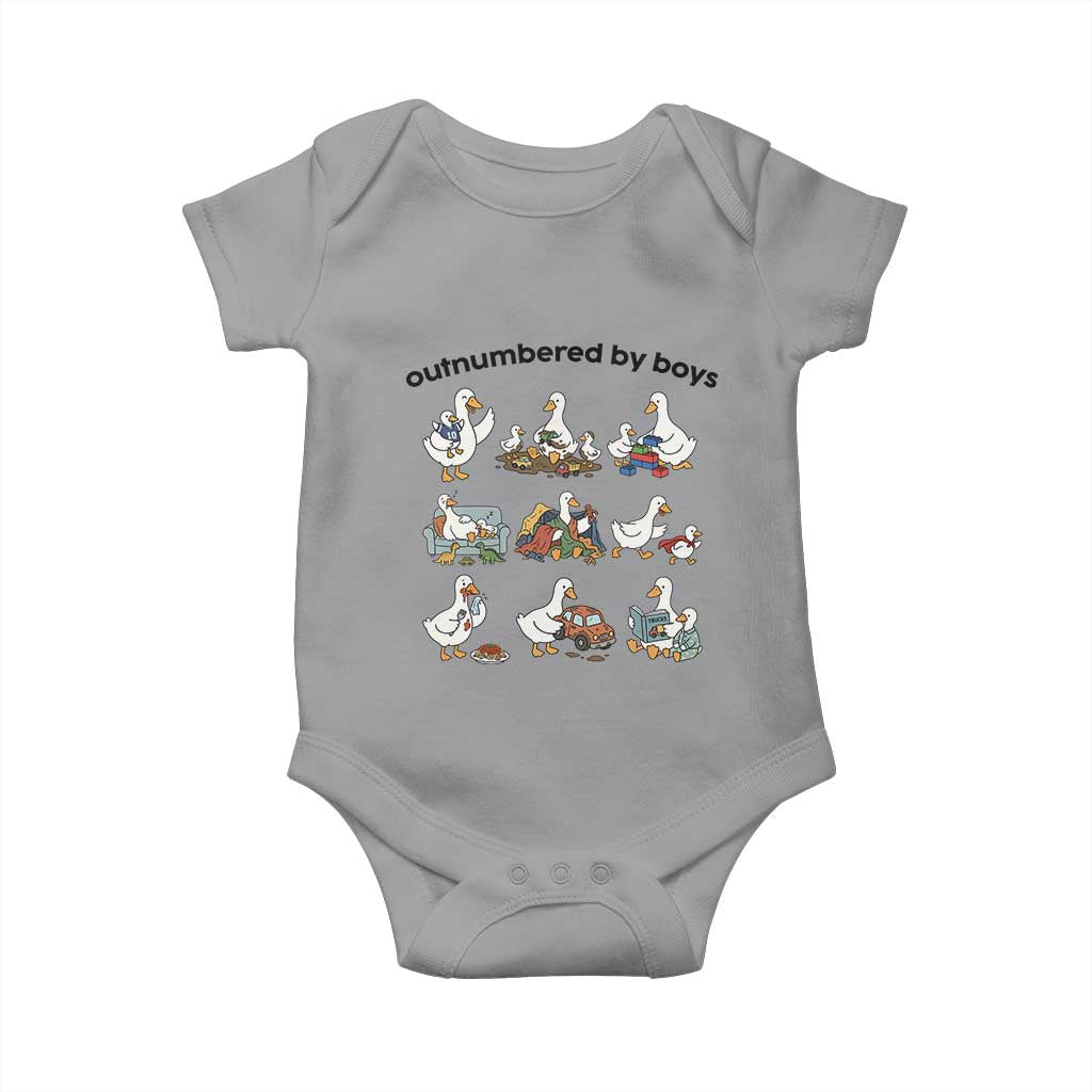 Outnumbered By Boys Funny Goose Mom Life Baby Onesie Chaos Coordinator Motherhood Mothers Day Gag Gift TS02 Sport Gray Print Your Wear