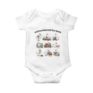Outnumbered By Boys Funny Goose Mom Life Baby Onesie Chaos Coordinator Motherhood Mothers Day Gag Gift TS02 White Print Your Wear