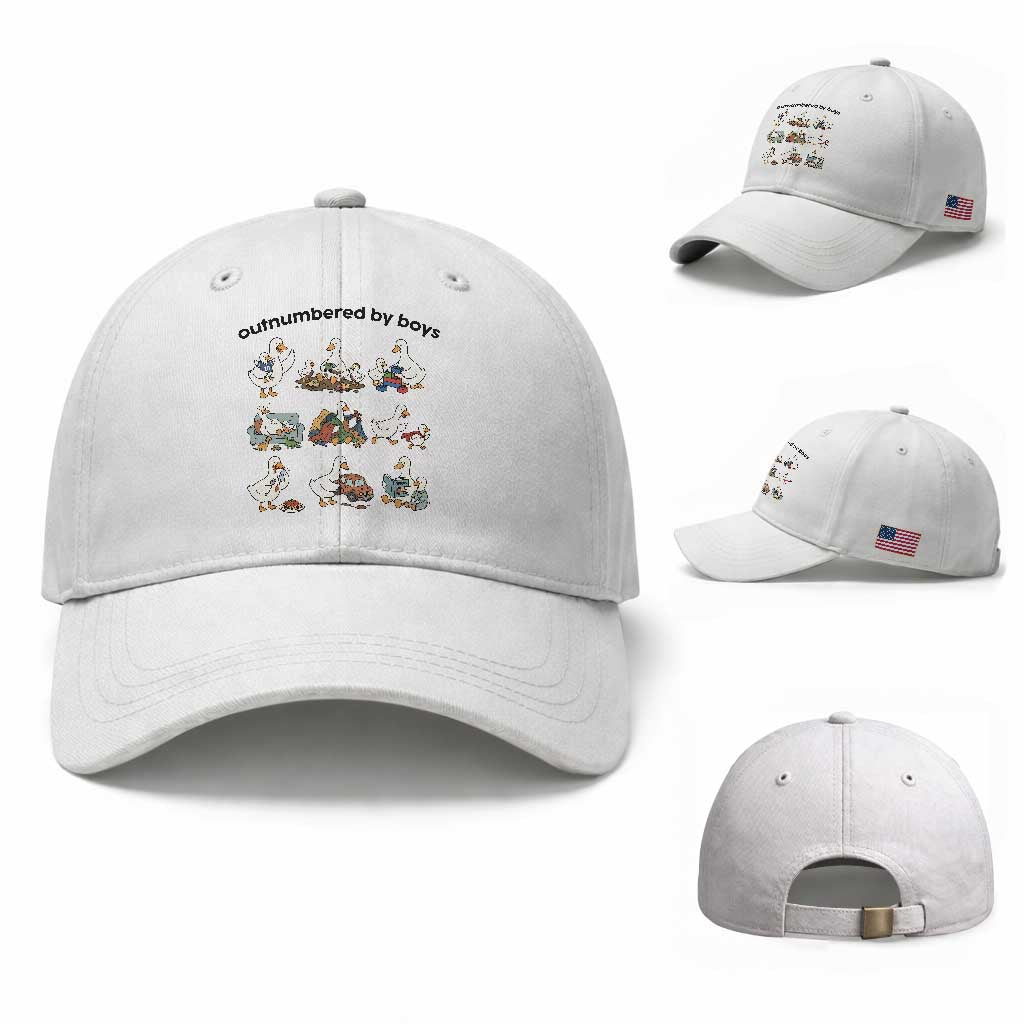 Outnumbered By Boys Funny Goose Mom Life Baseball Cap Chaos Coordinator Motherhood Mothers Day Gag Gift TS02 Baseball Cap Universal Fit White Print Your Wear