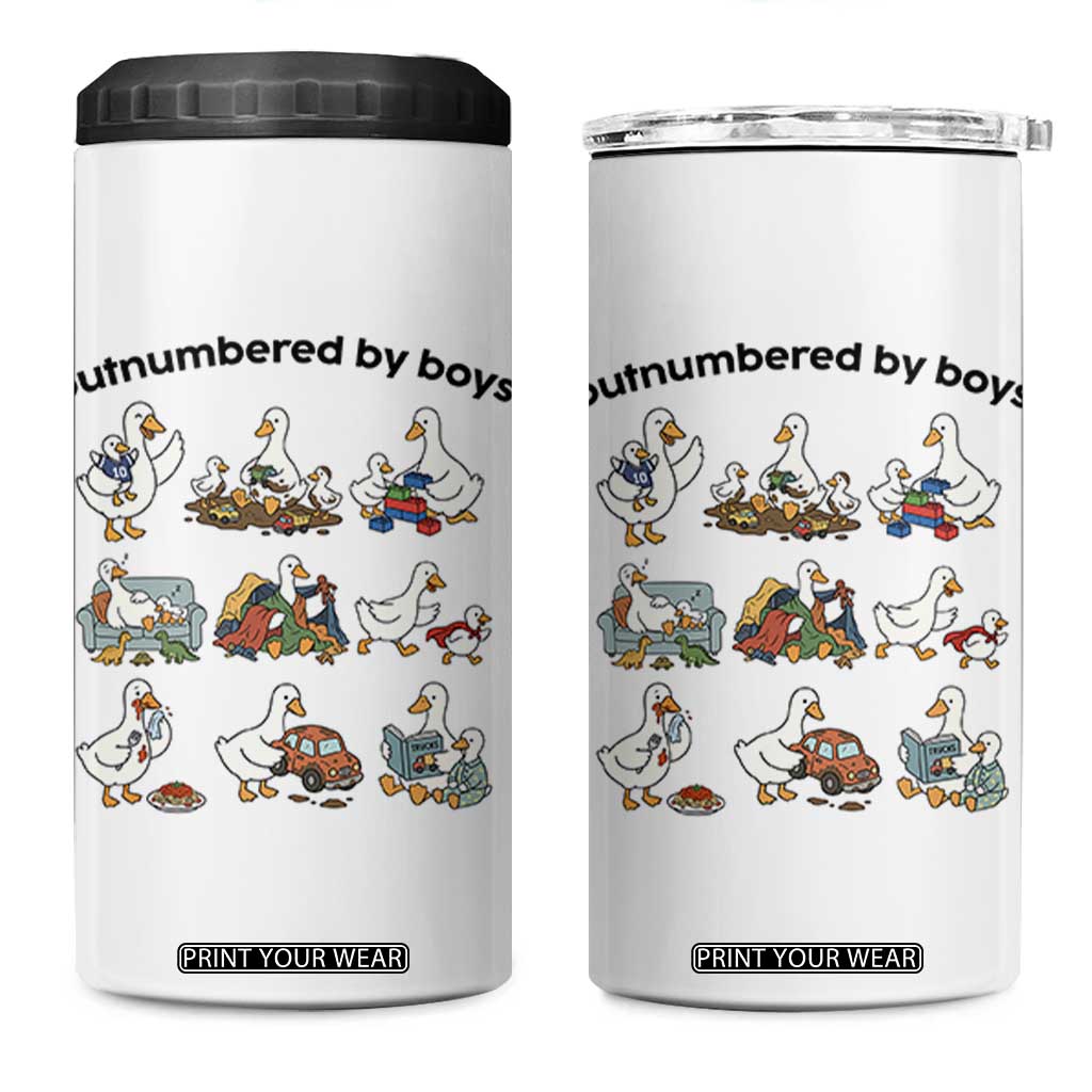 Outnumbered By Boys Funny Goose Mom Life 4 in 1 Can Cooler Tumbler Chaos Coordinator Motherhood Mothers Day Gag Gift TS02 One Size: 16 oz White Print Your Wear