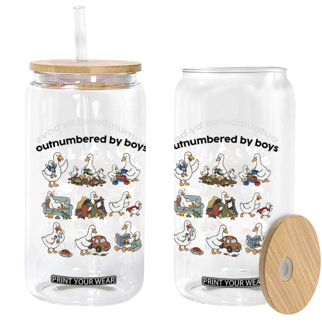 Outnumbered By Boys Funny Goose Mom Life Glass Can Chaos Coordinator Motherhood Mothers Day Gag Gift TS02 Print Your Wear