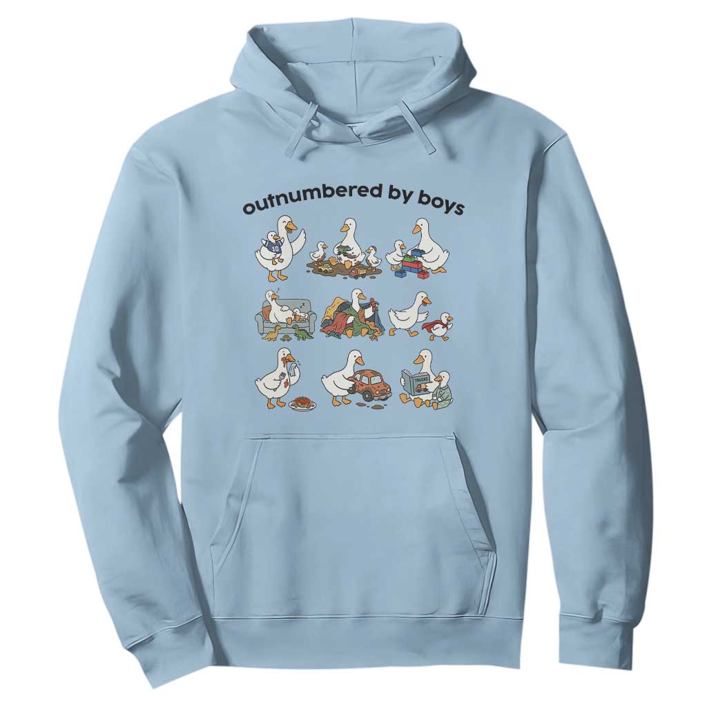 Outnumbered By Boys Funny Goose Mom Life Hoodie Chaos Coordinator Motherhood Mothers Day Gag Gift TS02 Light Blue Print Your Wear