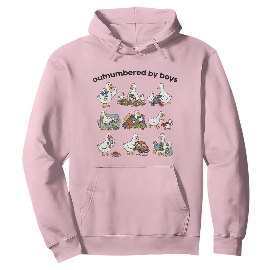 Outnumbered By Boys Funny Goose Mom Life Hoodie Chaos Coordinator Motherhood Mothers Day Gag Gift TS02 Light Pink Print Your Wear