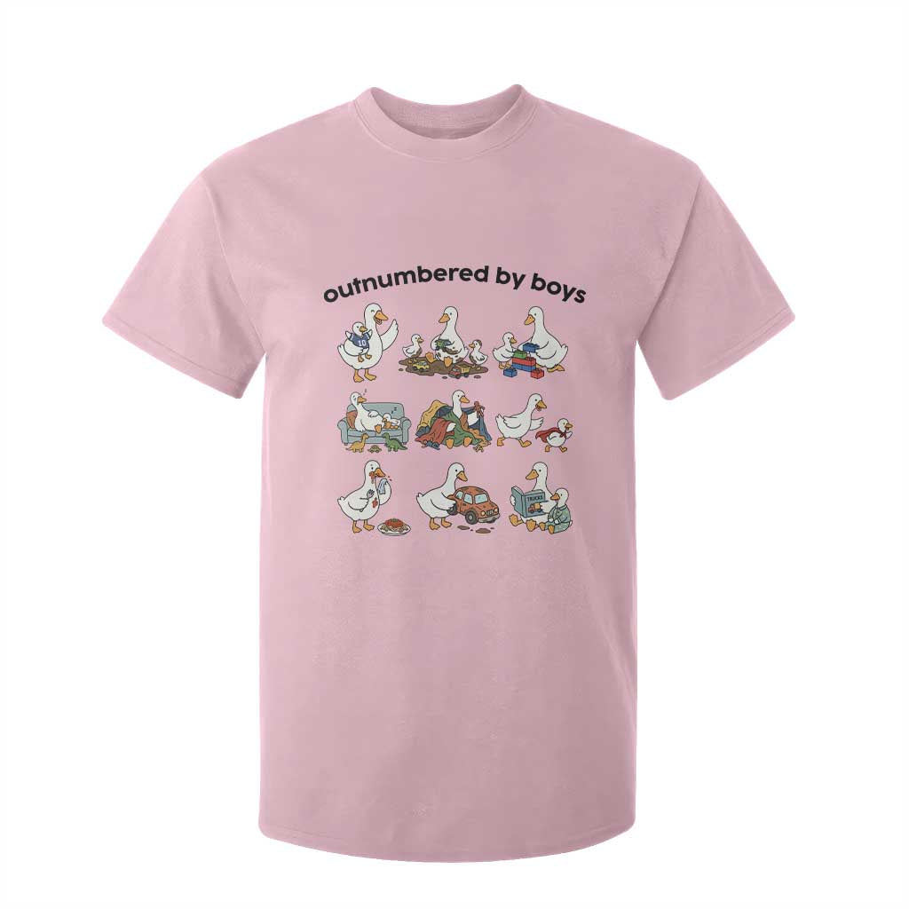 Outnumbered By Boys Funny Goose Mom Life T Shirt For Kid Chaos Coordinator Motherhood Mothers Day Gag Gift TS02 Light Pink Print Your Wear