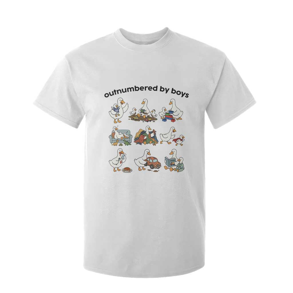 Outnumbered By Boys Funny Goose Mom Life T Shirt For Kid Chaos Coordinator Motherhood Mothers Day Gag Gift TS02 White Print Your Wear