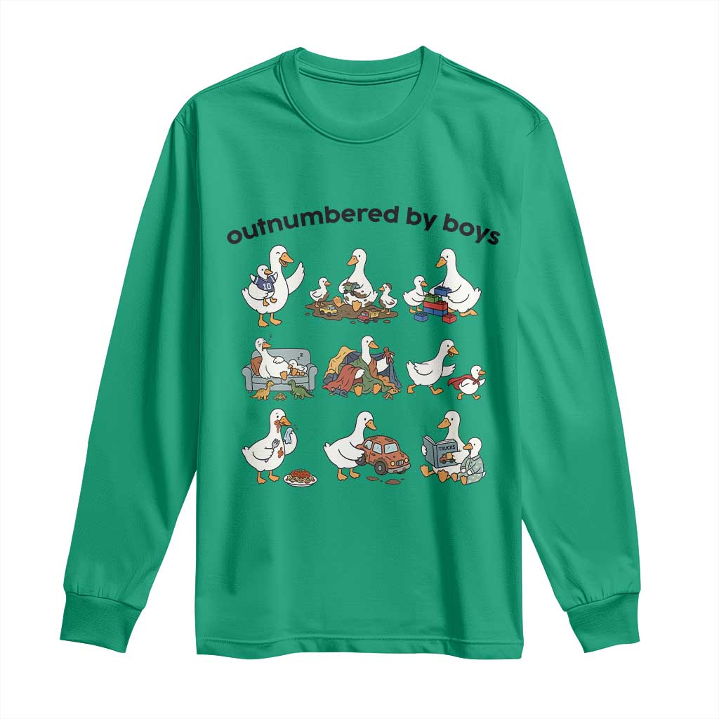 Outnumbered By Boys Funny Goose Mom Life Long Sleeve Shirt Chaos Coordinator Motherhood Mothers Day Gag Gift TS02 Irish Green Print Your Wear