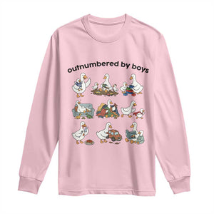 Outnumbered By Boys Funny Goose Mom Life Long Sleeve Shirt Chaos Coordinator Motherhood Mothers Day Gag Gift TS02 Light Pink Print Your Wear